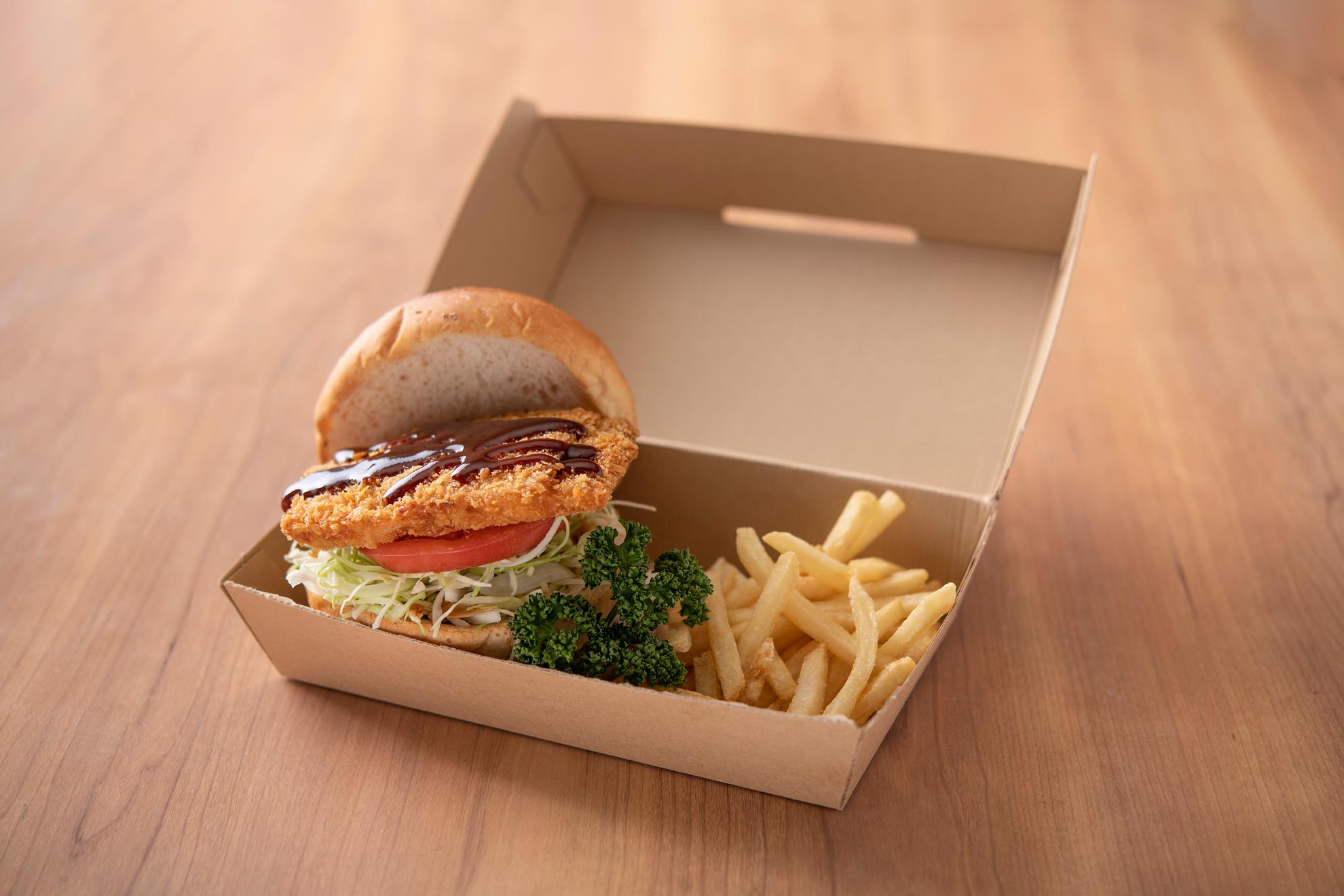 富士桜ポークカツバーガー　ポテトフライ付き